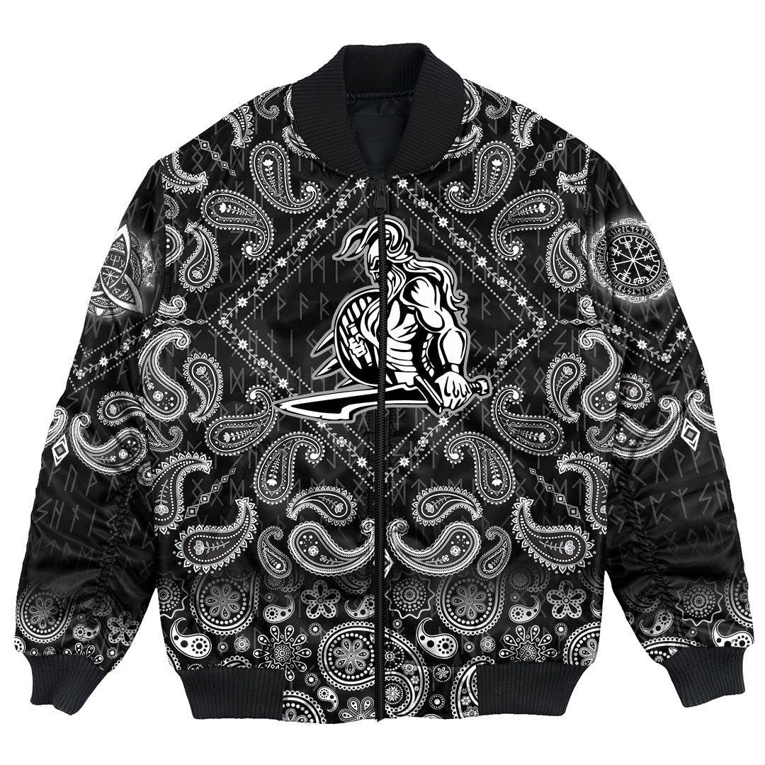 Viking Bomber Jacket Warrior Battle Car Truck Window Sticker Icon with Bandana Paisley Style RLT12 - Wonder Print Shop