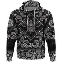 Viking Hoodie Warrior Emblem with Bandana Paisley Style RLT12 - Wonder Print Shop