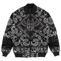 Viking Bomber Jacket Warrior Emblem with Bandana Paisley Style RLT12 - Wonder Print Shop