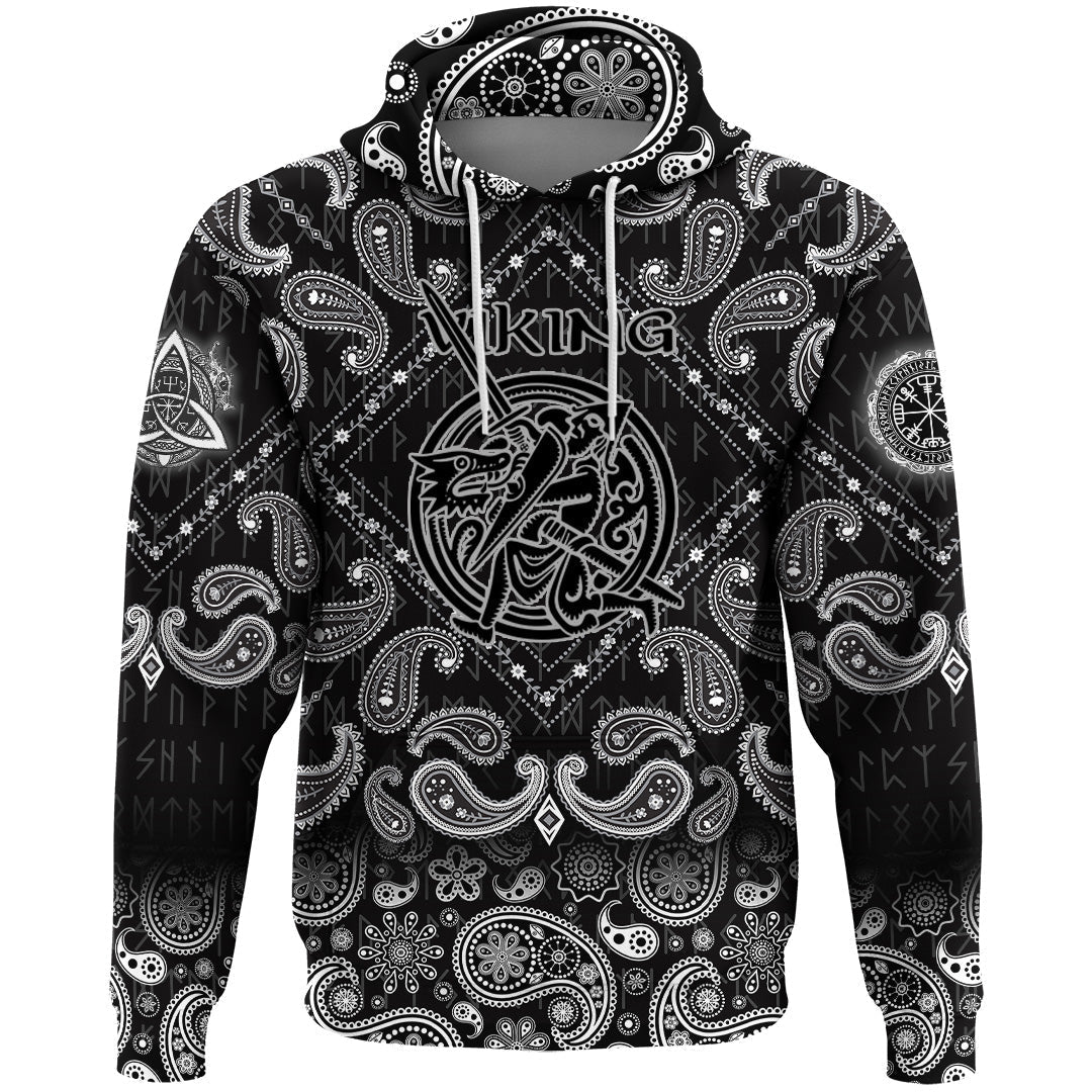 Viking Hoodie Warrior Fights Dragon with Bandana Paisley Style RLT12 - Wonder Print Shop