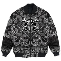 Viking Bomber Jacket Warrior Head With Axe with Bandana Paisley Style RLT12 - Wonder Print Shop