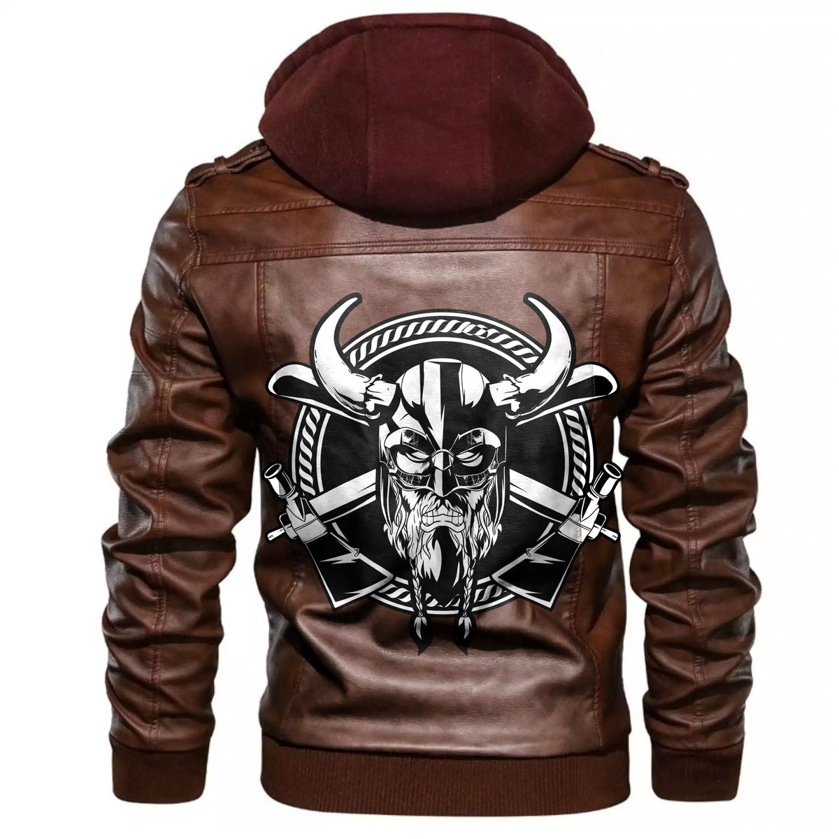 Viking Warrior Head With Axe Leather Jacket RLT12 - Wonder Print Shop
