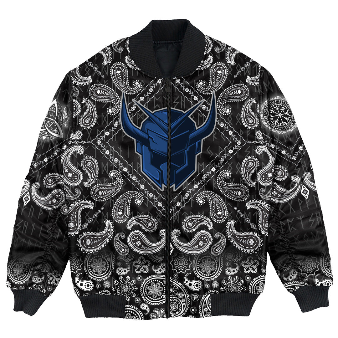 Viking Bomber Jacket Warrior Knight with Bandana Paisley Style RLT12 - Wonder Print Shop