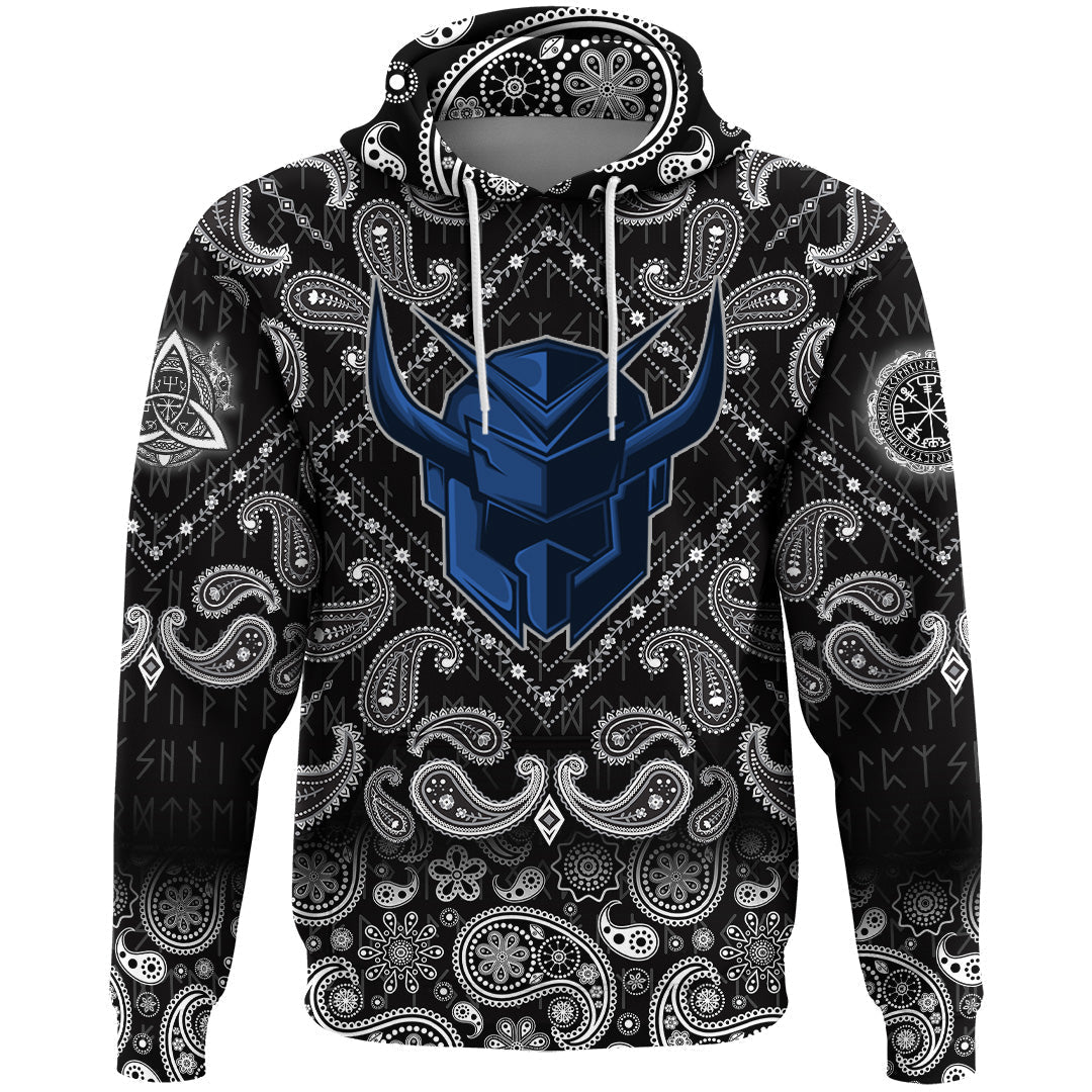 Viking Hoodie Warrior Knight with Bandana Paisley Style RLT12 - Wonder Print Shop