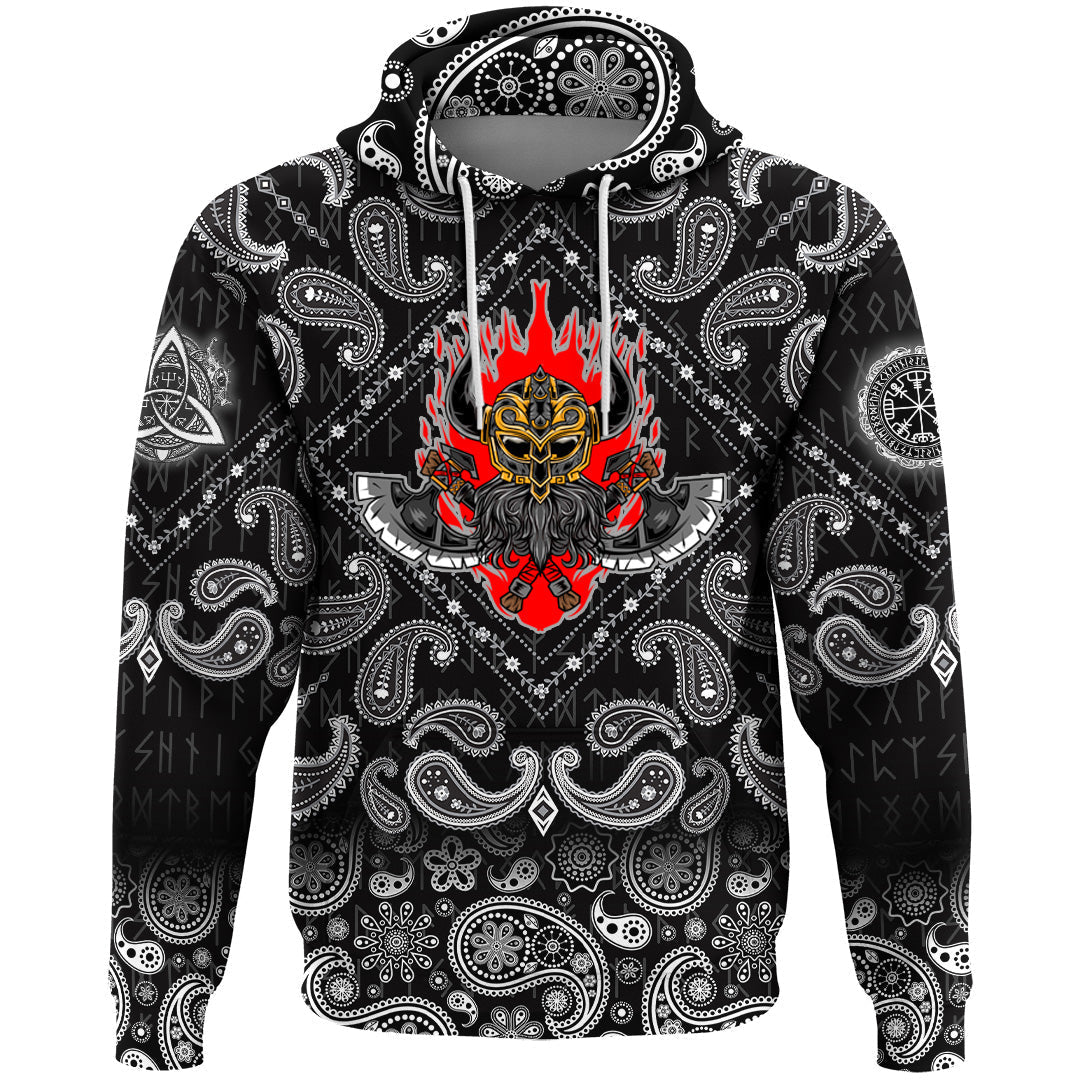 Viking Hoodie Warrior New with Bandana Paisley Style RLT12 - Wonder Print Shop