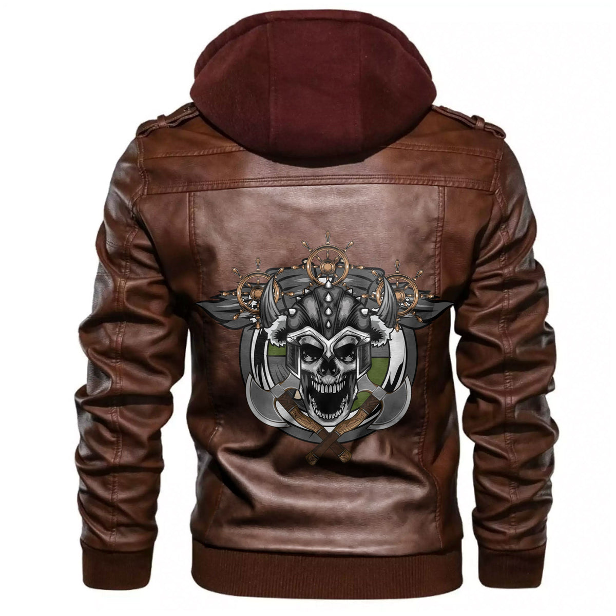Viking Warrior Skull Axes Leather Jacket RLT12 - Wonder Print Shop