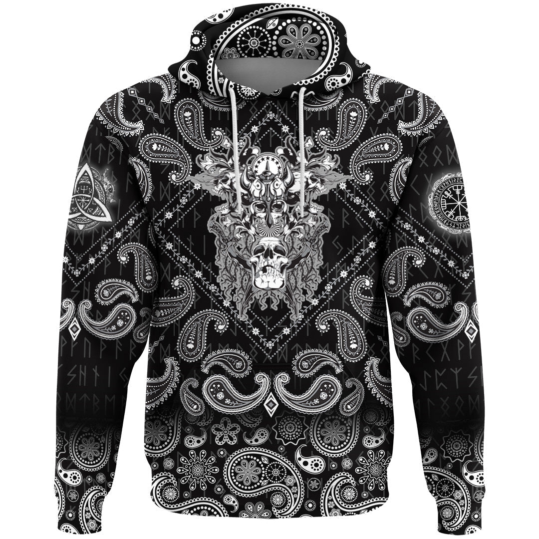 Viking Hoodie Warrior Skull with Bandana Paisley Style RLT12 - Wonder Print Shop