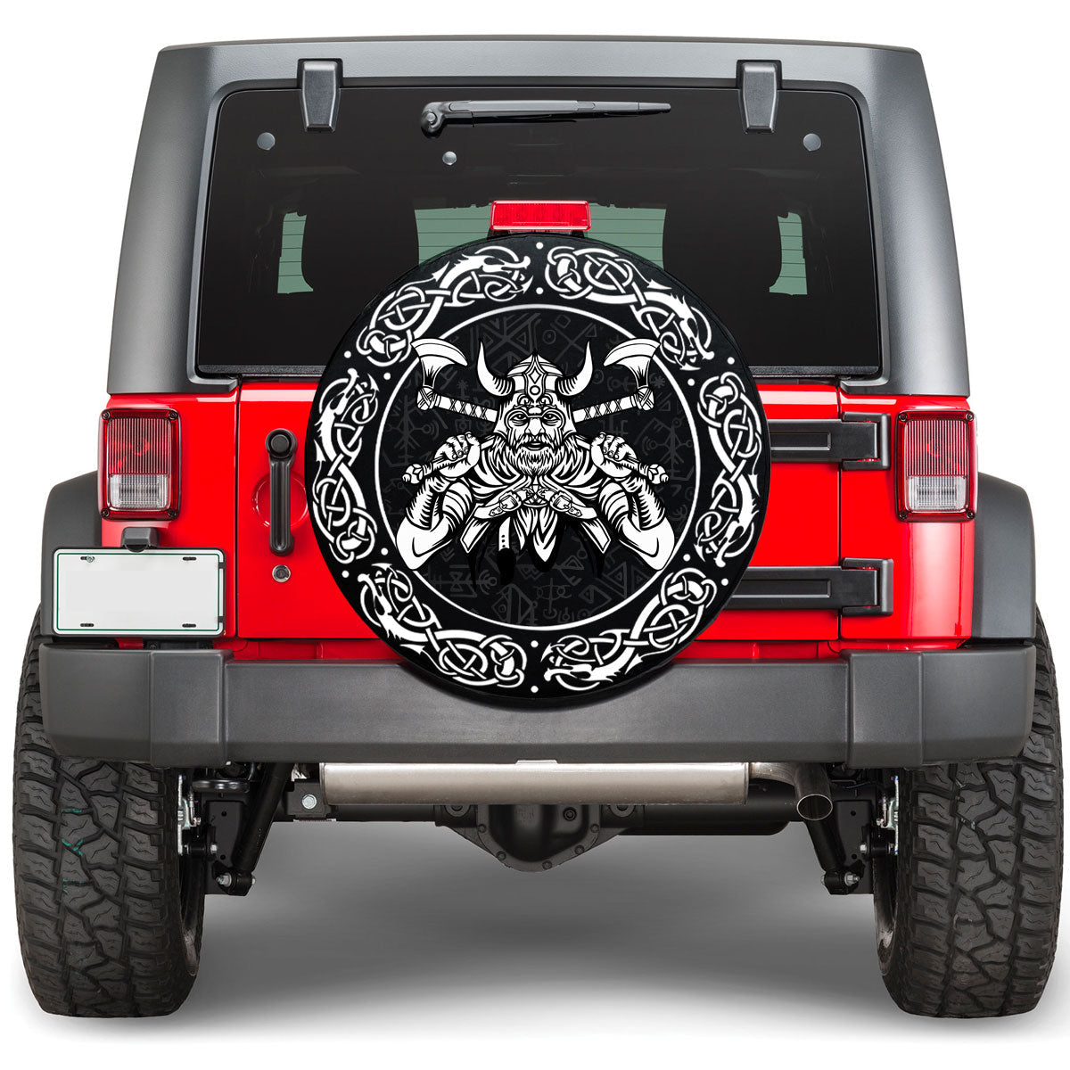 Viking Warrior With Big Crossed Axes Viking Spare Tire Cover RLT12 - Wonder Print Shop