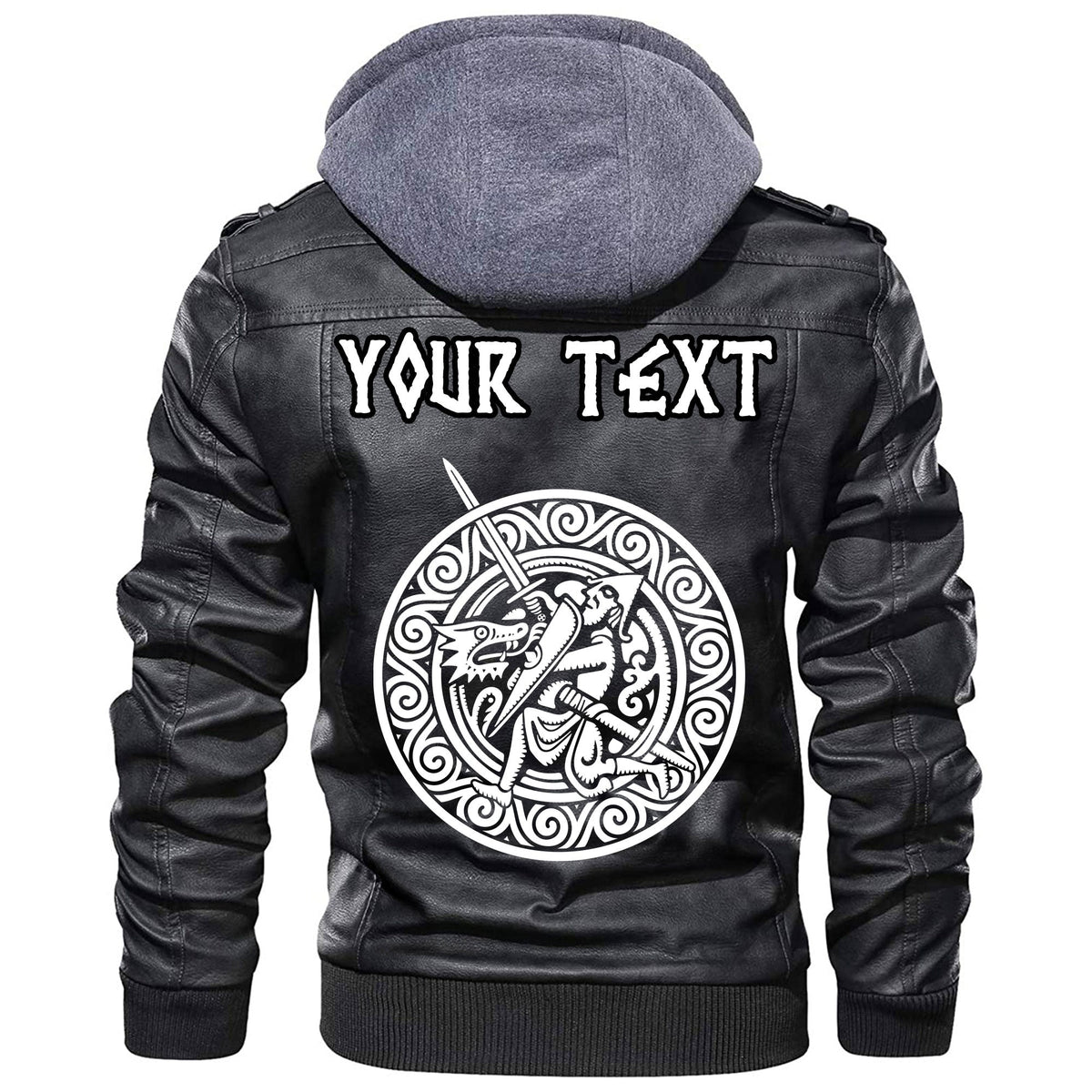 (Custom) Wonder Print Shop - Warrior Fighting Dragon Leather Jacket RLT12 - Wonder Print Shop