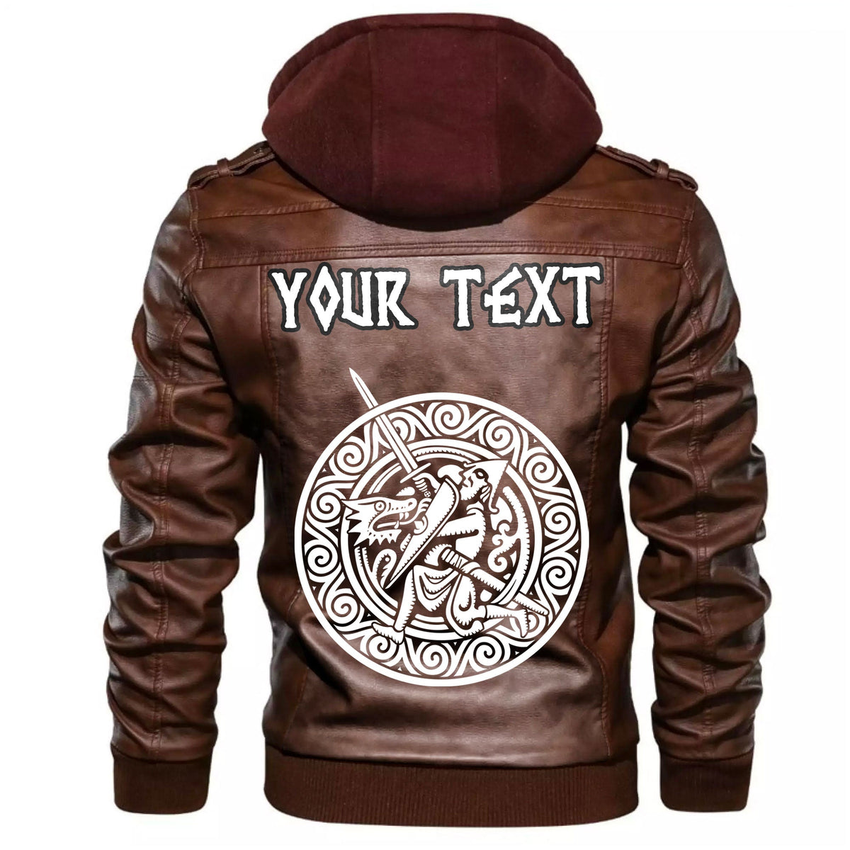 (Custom) Wonder Print Shop - Warrior Fighting Dragon Leather Jacket RLT12 - Wonder Print Shop