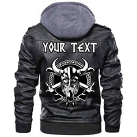 (Custom) Wonder Print Shop - Warrior Head With Axe Leather Jacket RLT12 - Wonder Print Shop