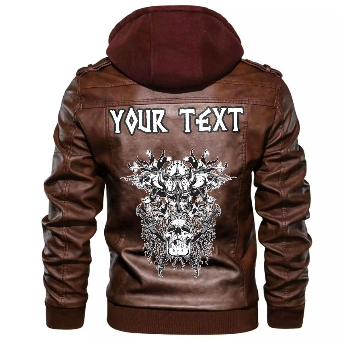 (Custom) Wonder Print Shop - Warrior Skull Leather Jacket RLT12 - Wonder Print Shop