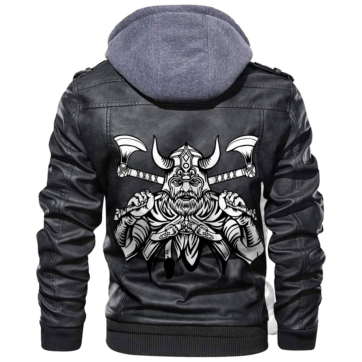 Viking Warrior With Big Crossed Axes Leather Jacket RLT12 - Wonder Print Shop