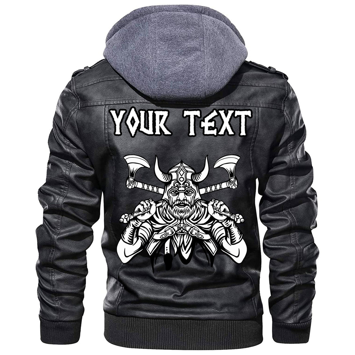 (Custom) Wonder Print Shop - Warrior With Big Crossed Axes Leather Jacket RLT12 - Wonder Print Shop
