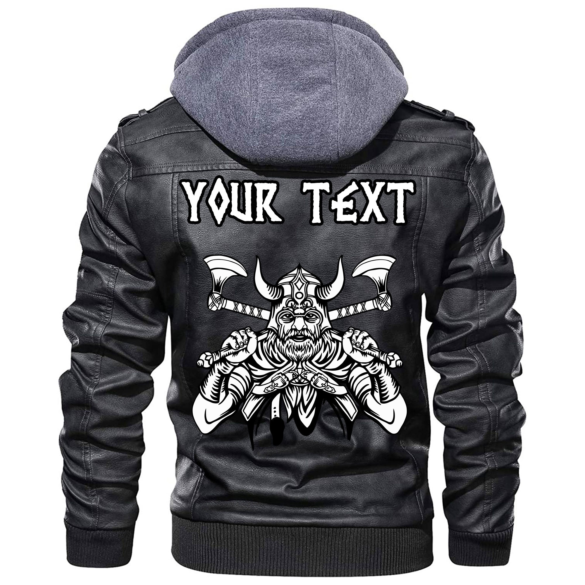 (Custom) Wonder Print Shop - Warrior With Big Crossed Axes Leather Jacket RLT12 - Wonder Print Shop