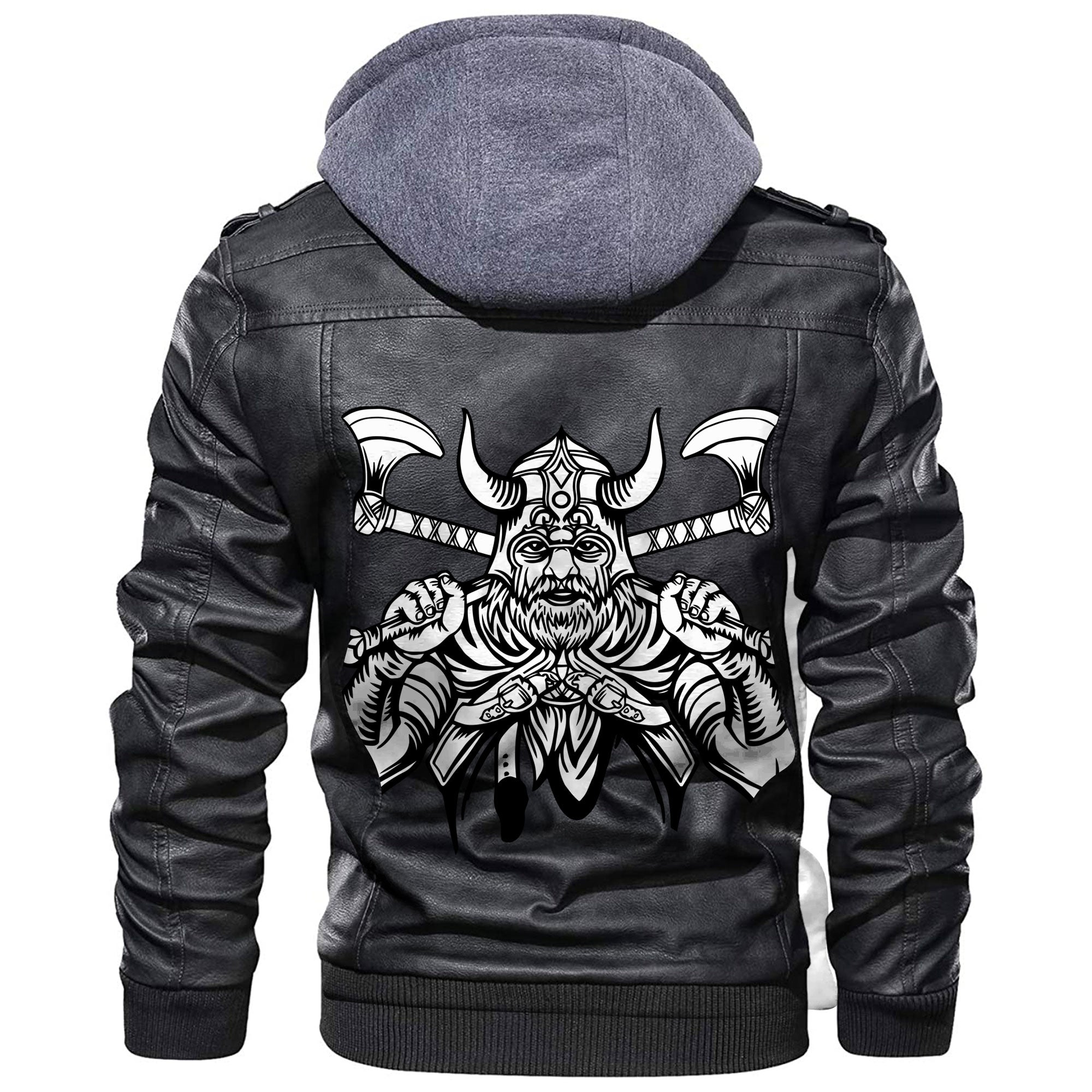 Viking Warrior With Big Crossed Axes Leather Jacket RLT12 - Wonder Print Shop