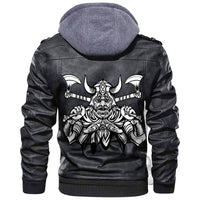 Viking Warrior With Big Crossed Axes Leather Jacket RLT12 - Wonder Print Shop