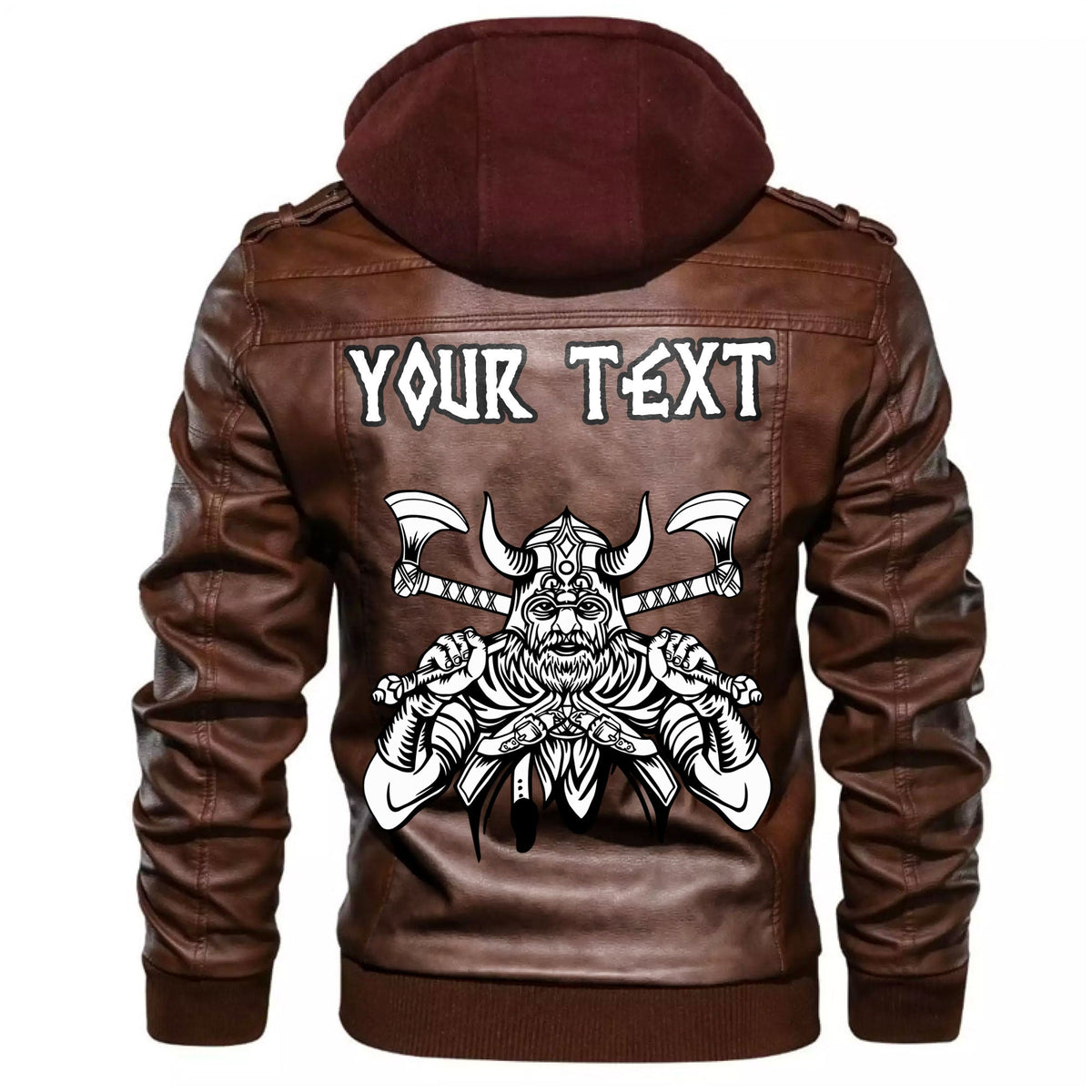 (Custom) Wonder Print Shop - Warrior With Big Crossed Axes Leather Jacket RLT12 - Wonder Print Shop