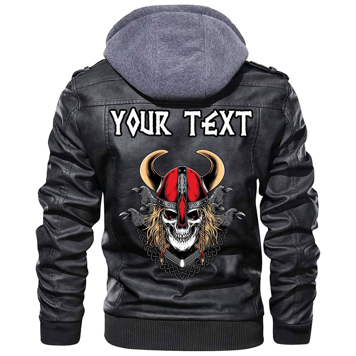 (Custom) Wonder Print Shop - Warrior With Raven Leather Jacket RLT12 - Wonder Print Shop