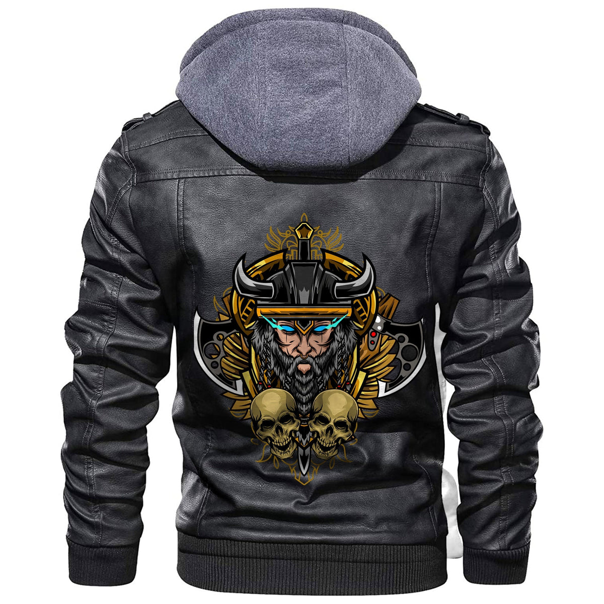 Viking Warrior and Skull Leather Jacket RLT12 - Wonder Print Shop