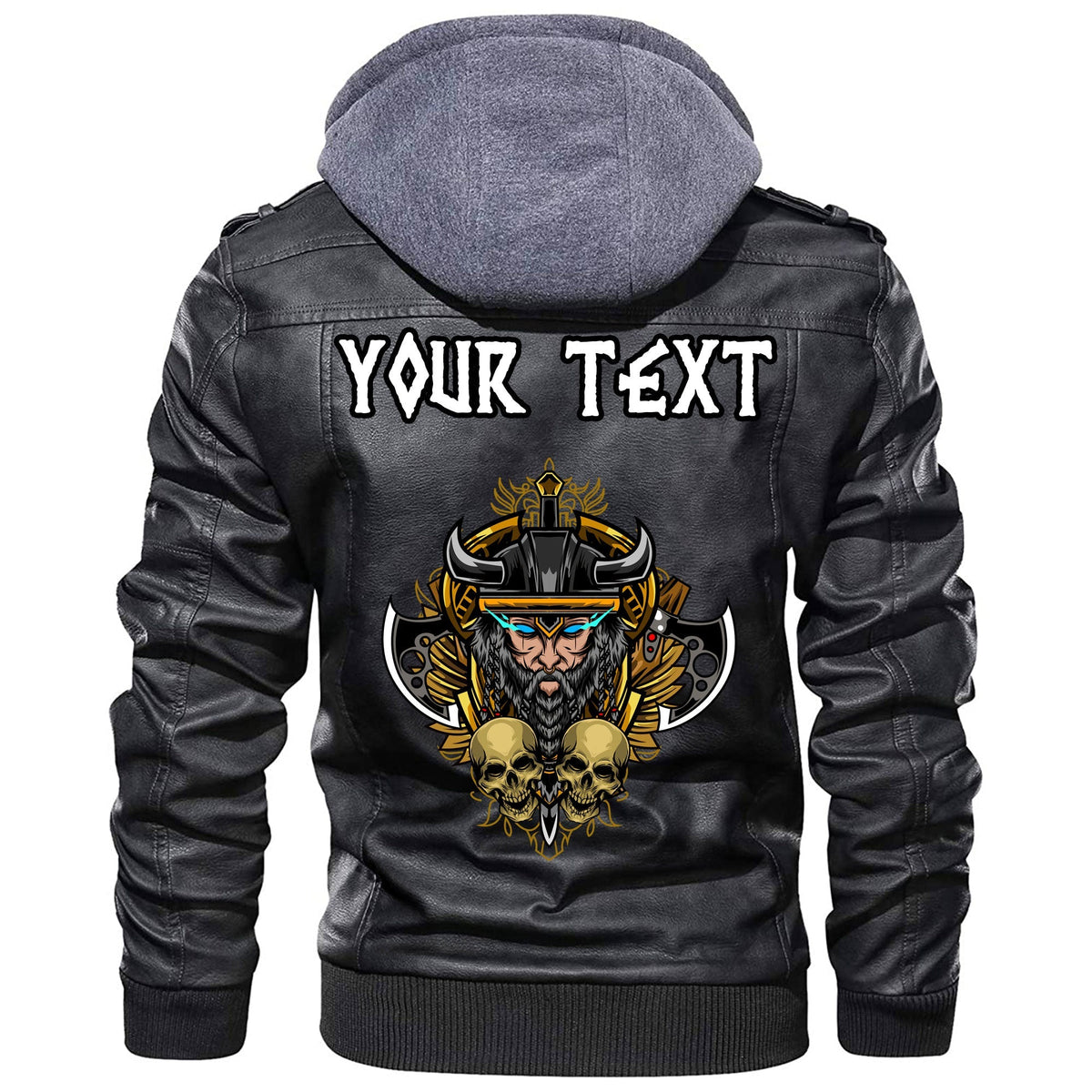 (Custom) Wonder Print Shop - Warrior and Skull Leather Jacket RLT12 - Wonder Print Shop