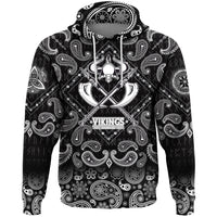 Viking Hoodie Warriors and Medieval Drawings Weapons with Bandana Paisley Style RLT12 - Wonder Print Shop
