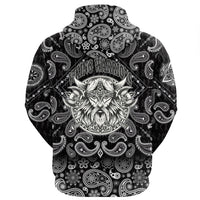 Viking Hoodie Warriors Head Monochrome Color with Bandana Paisley Style RLT12 - Wonder Print Shop
