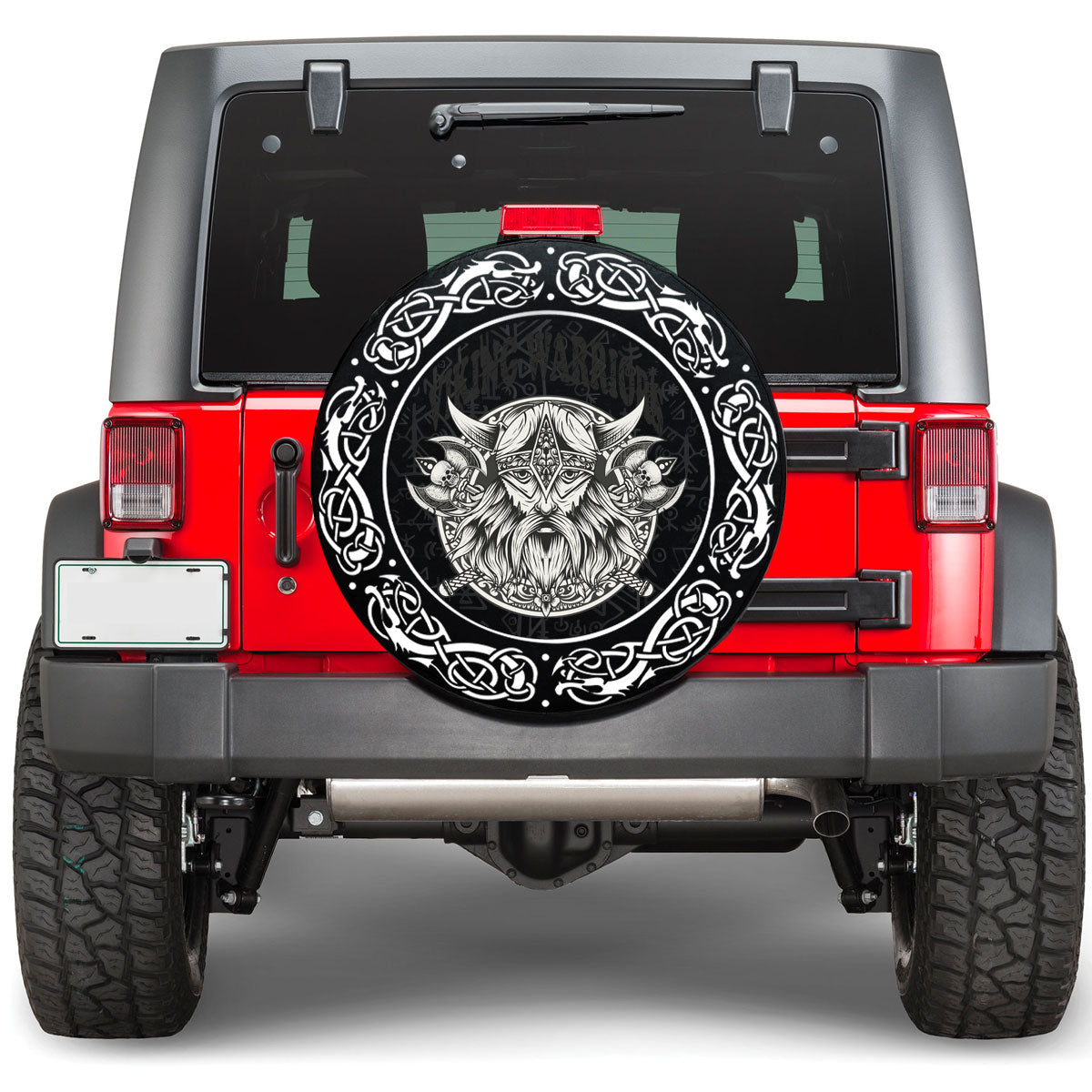 Viking Warriors Head Monochrome Color Viking Spare Tire Cover RLT12 - Wonder Print Shop