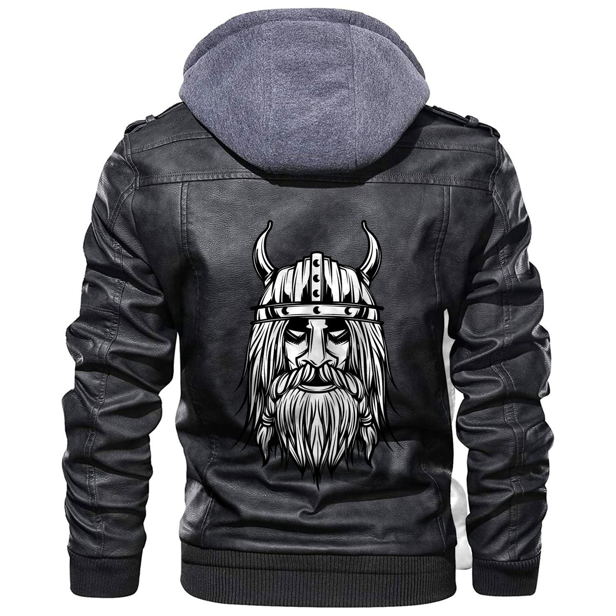 Viking Warriors Set Black and White Leather Jacket RLT12 - Wonder Print Shop
