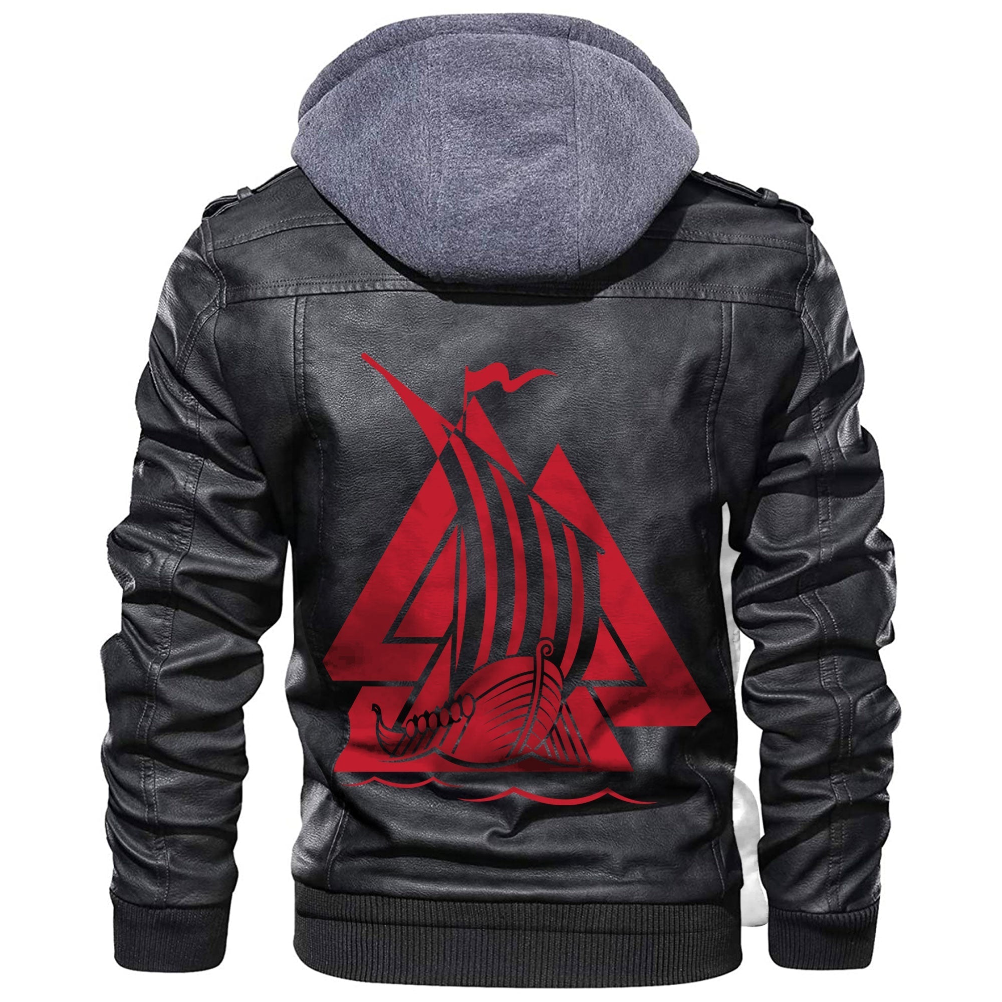 Viking Warship Of The Vikings Drakkar Valknut Leather Jacket RLT12 - Wonder Print Shop