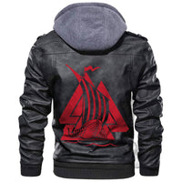 Viking Warship Of The Vikings Drakkar Valknut Leather Jacket RLT12 - Wonder Print Shop