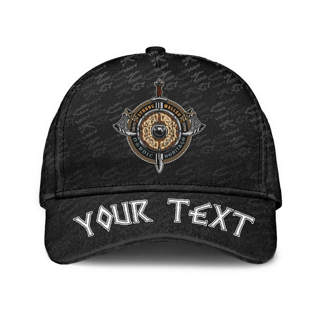 viking-classic-cap-custom-weapon-colorful-label-in-vintage-style-with-wooden-shield-classic-cap