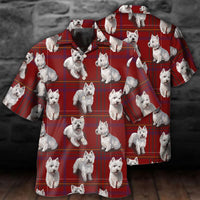 West Highland Terrier Dog Lover Red Background Hawaiian Shirt - Wonder Print Shop