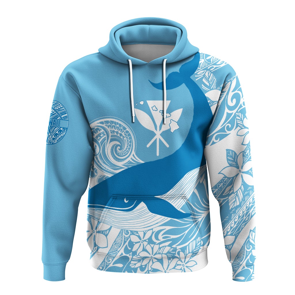Custom Hawaii Kohala Humpback Whale Hoodie Cerulean - Wonder Print Shop