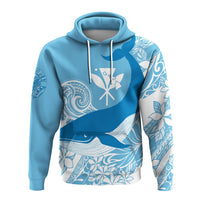 Custom Hawaii Kohala Humpback Whale Hoodie Cerulean - Wonder Print Shop