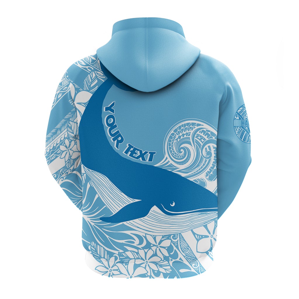 Custom Hawaii Kohala Humpback Whale Zip Up Hoodie Cerulean - Wonder Print Shop