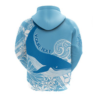 Custom Hawaii Kohala Humpback Whale Zip Up Hoodie Cerulean - Wonder Print Shop