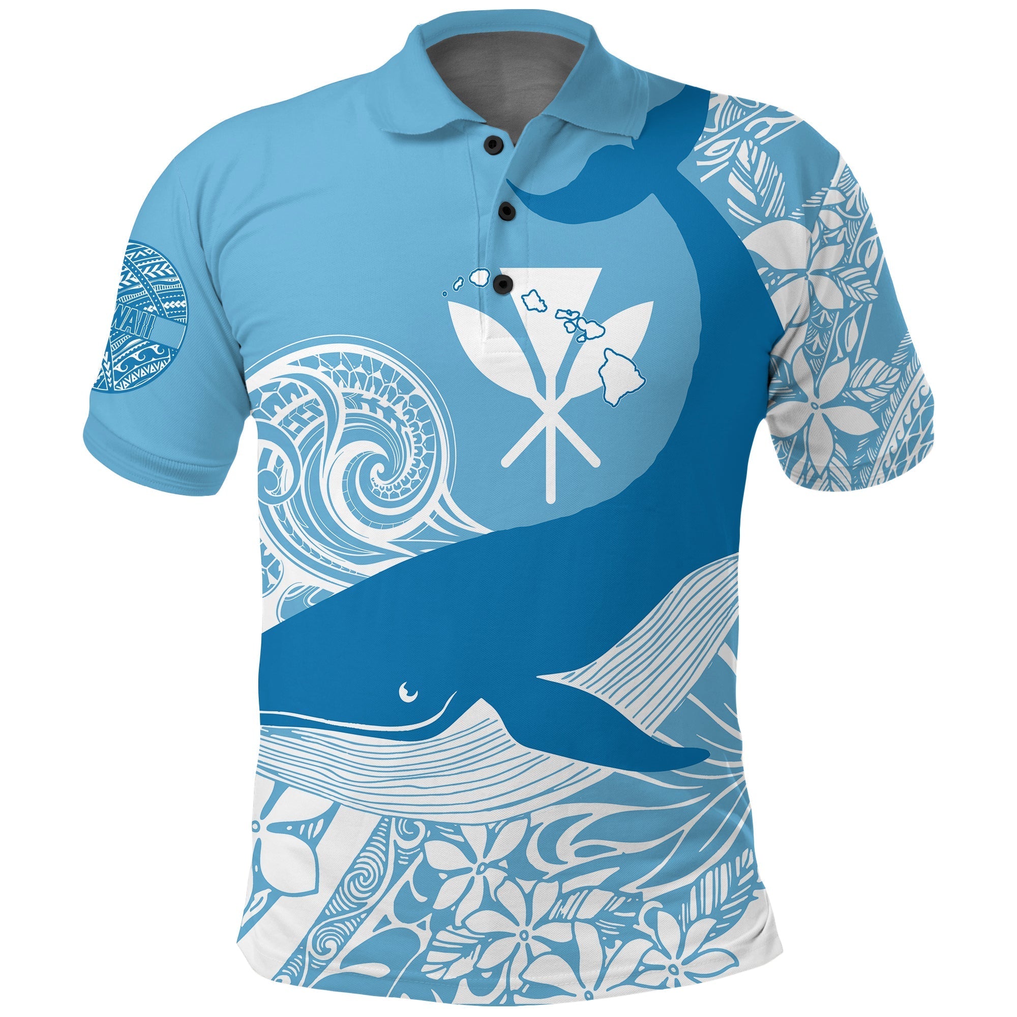 Custom Hawaii Kohola Humpback Whale Polo Shirt Cerulean - Wonder Print Shop