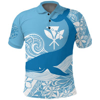 Custom Hawaii Kohola Humpback Whale Polo Shirt Cerulean - Wonder Print Shop