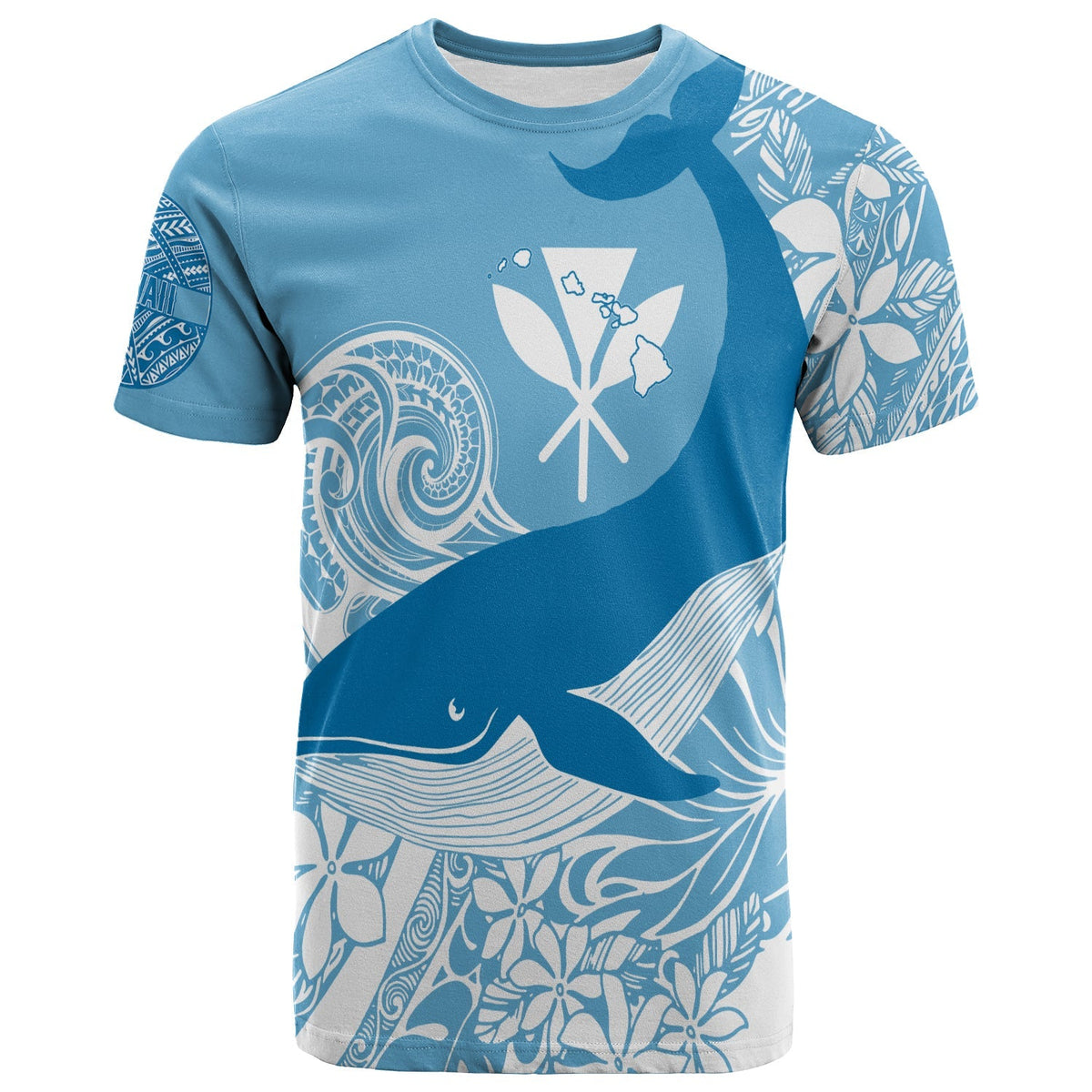 Custom Hawaii Kohol Humpback Whale T Shirt Cerulean - Wonder Print Shop