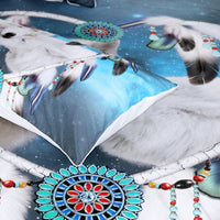 White Wolf Couple Dreamcatcher Native American Bedding Set LT10 - Wonder Print Shop