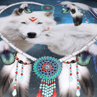 White Wolf Couple Dreamcatcher Native American Bedding Set LT10 - Wonder Print Shop