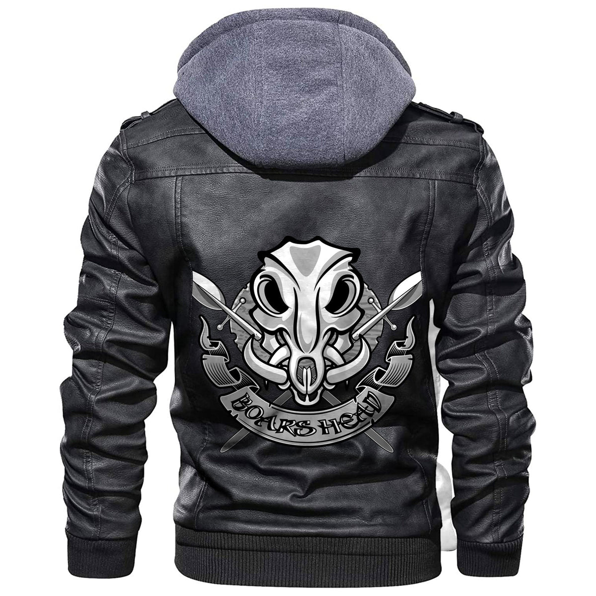 Viking Wild Boar Skull With Spears and Banner Leather Jacket RLT12 - Wonder Print Shop