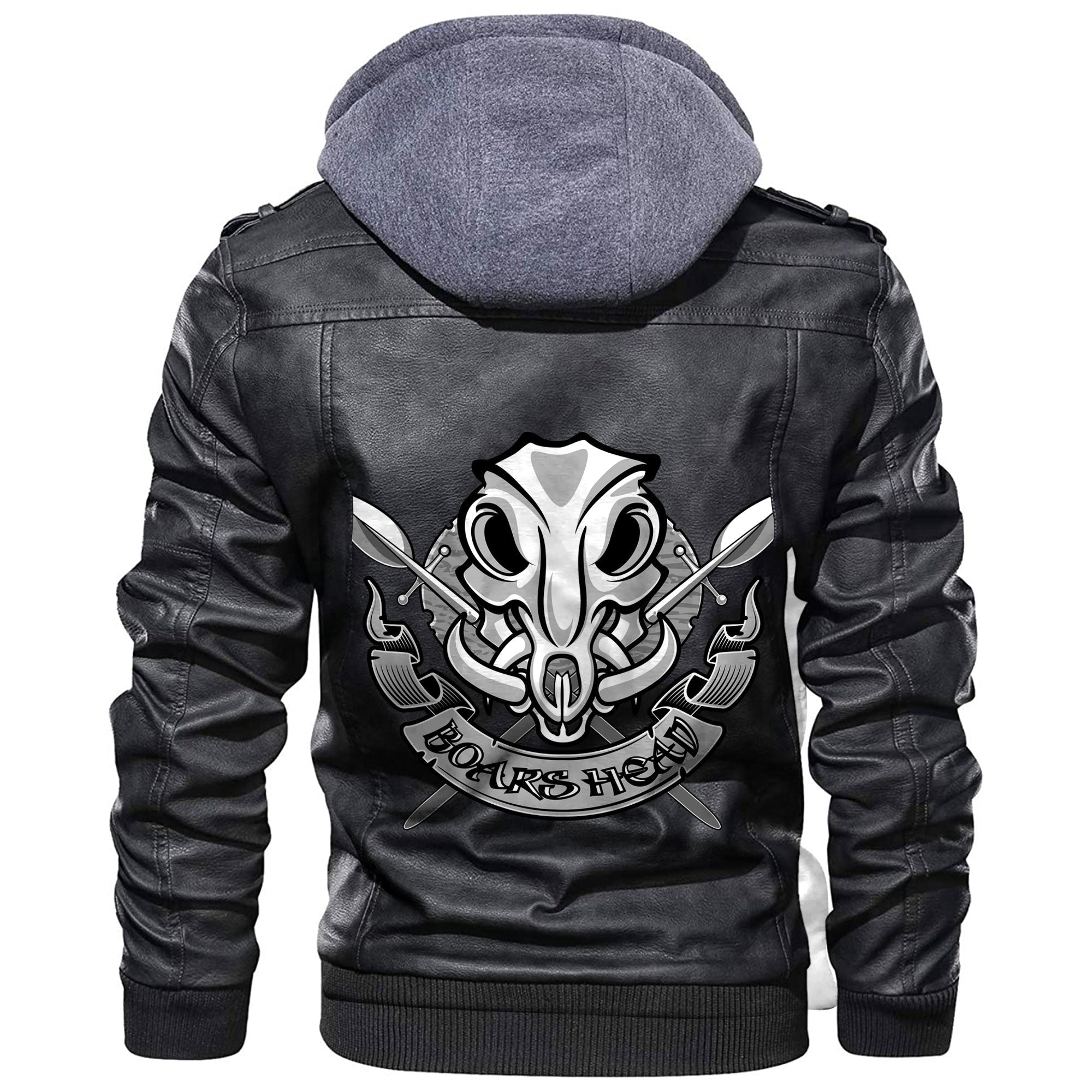 Viking Wild Boar Skull With Spears and Banner Leather Jacket RLT12 - Wonder Print Shop