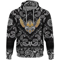 Viking Hoodie Winged Helmet With Scandinavian Pattern with Bandana Paisley Style RLT12 - Wonder Print Shop