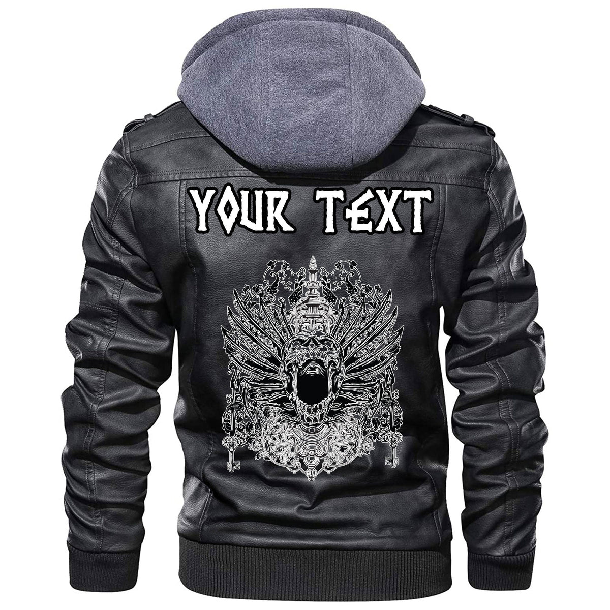 (Custom) Wonder Print Shop - Winged Skull Leather Jacket RLT12 - Wonder Print Shop