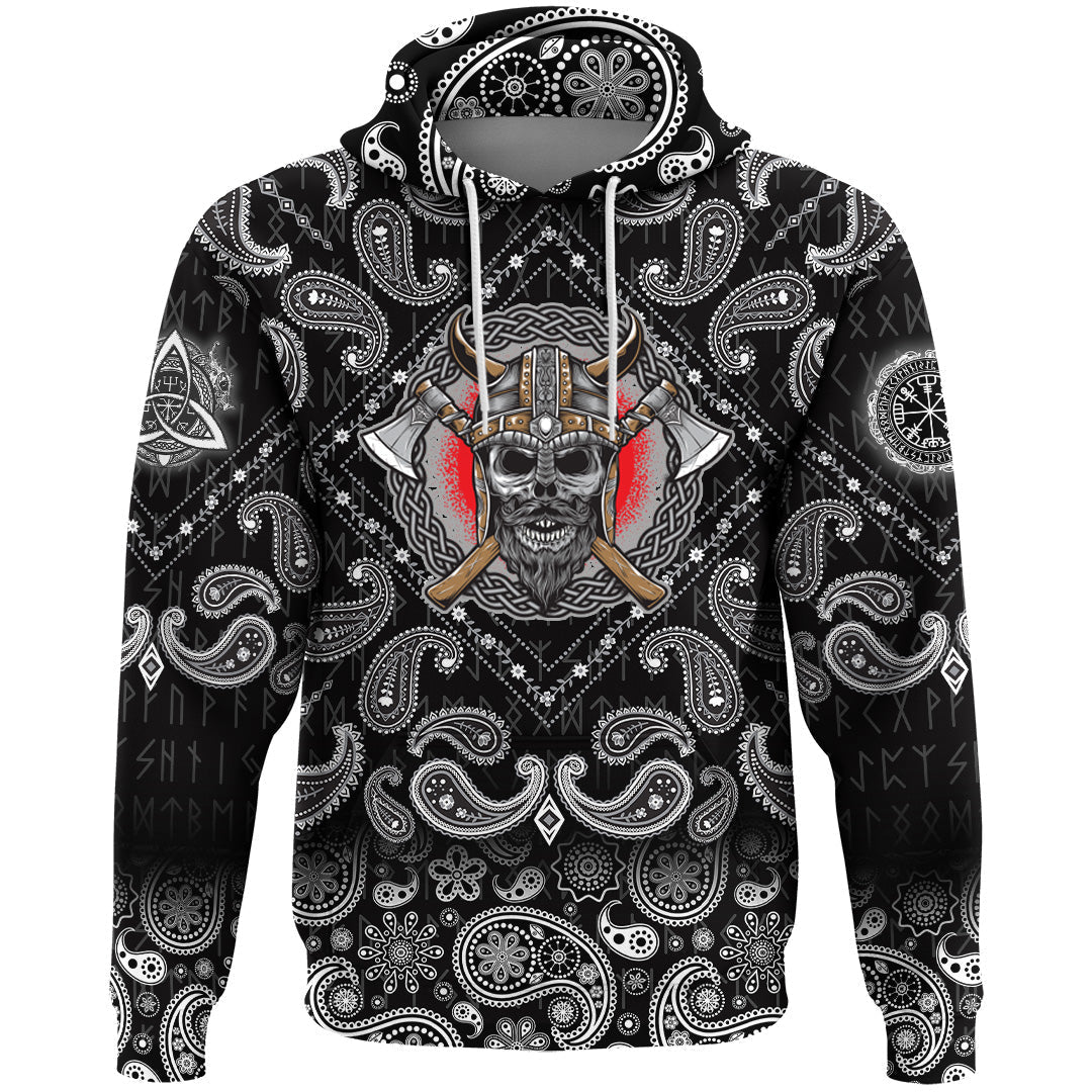 Viking Hoodie With Axe Logo with Bandana Paisley Style RLT12 - Wonder Print Shop