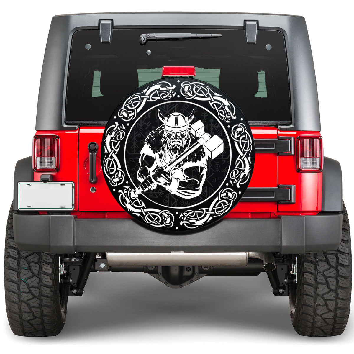 Viking With War Hammer Medieval Warrior Viking Spare Tire Cover RLT12 - Wonder Print Shop