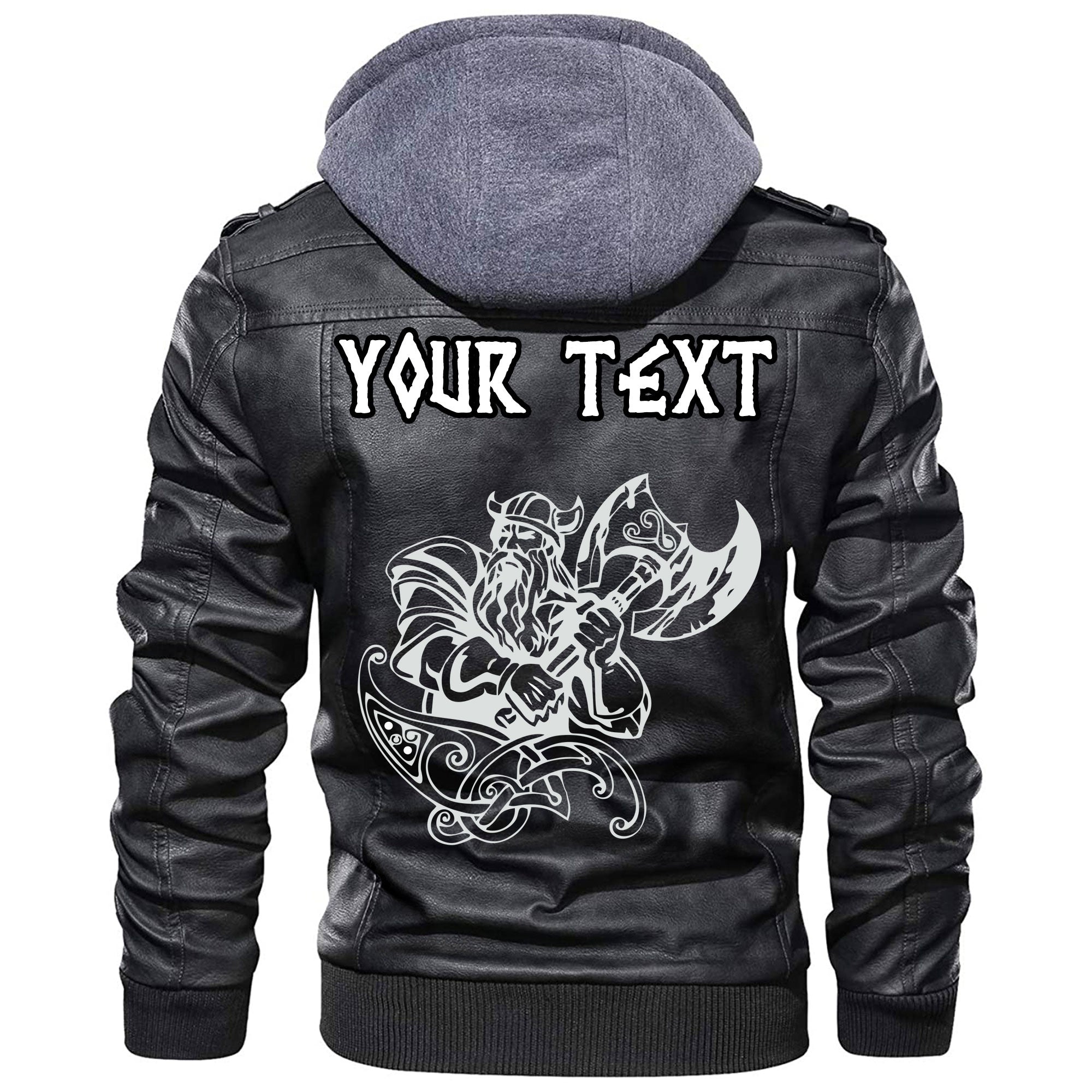 (Custom) Wonder Print Shop - With An Axe With The Motives Of Scandinavian Culture Leather Jacket RLT12 - Wonder Print Shop