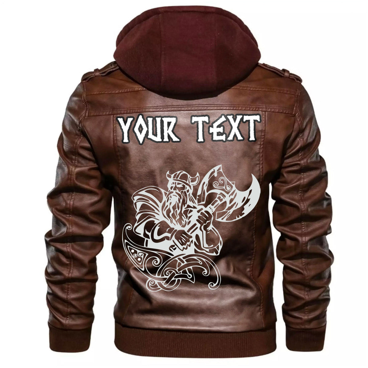 (Custom) Wonder Print Shop - With An Axe With The Motives Of Scandinavian Culture Leather Jacket RLT12 - Wonder Print Shop